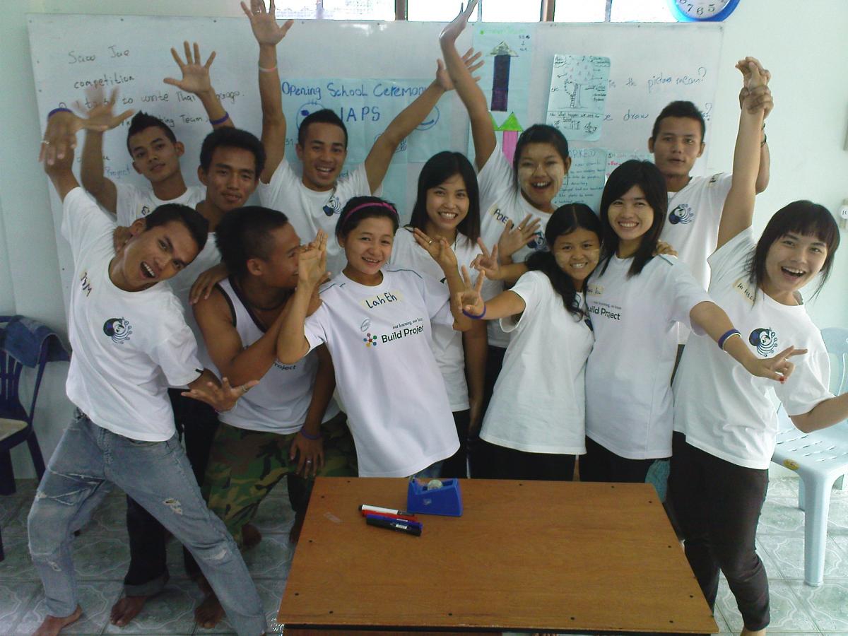 Migrant teenagers learning at the Build Project's school