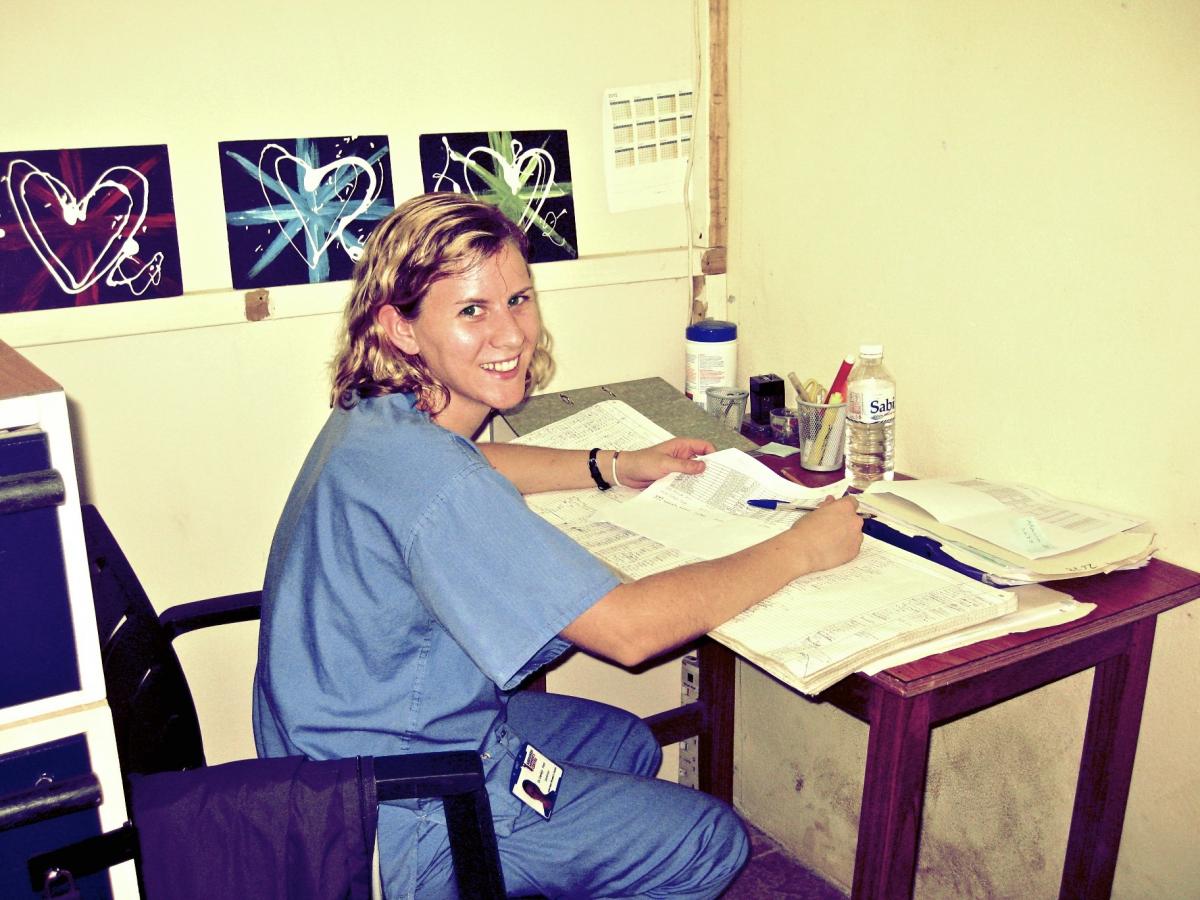 Dr. Carolyn Ford works at her desk at the Aberdeen Women's Centre