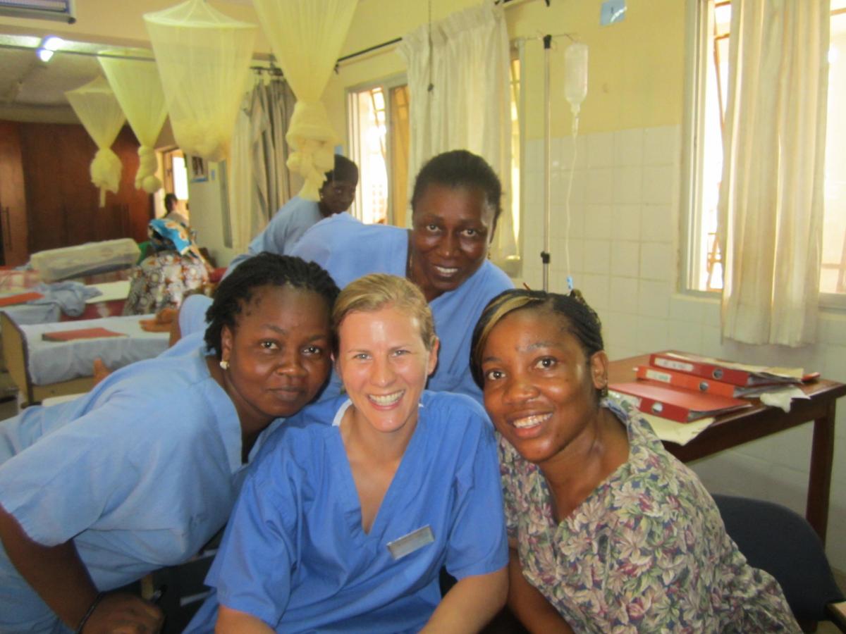 Dr. Carolyn Ford with three local midwives at the Aberdeen Women's Centre