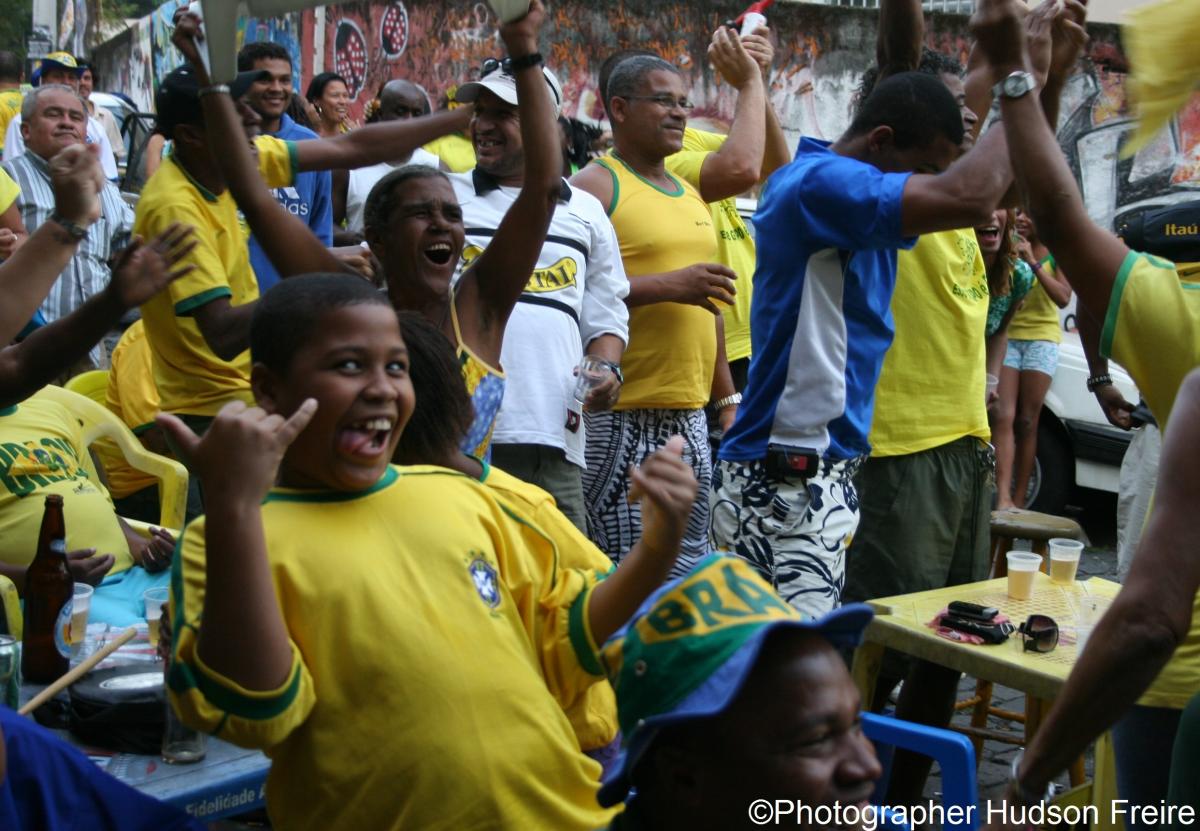 Boys cheer during Promundo Football Campaign