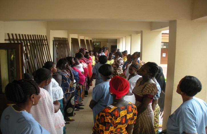 Pregnant women line up to get obstetric care at the Aberdeen Women's Centre