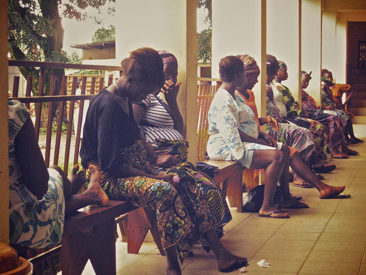 Women wait outside the Aberdeen Women's Centre antenatal clinic